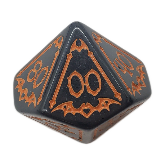 Old School 7 Piece DnD RPG Dice Set: Rune Dice - All Hallows Eve - Black w/ Orange