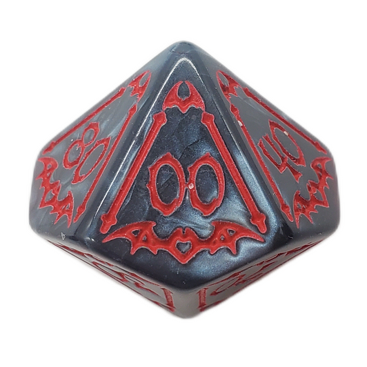 Old School 7 Piece DnD RPG Dice Set: Rune Dice - All Hallows Eve - Black w/ Red