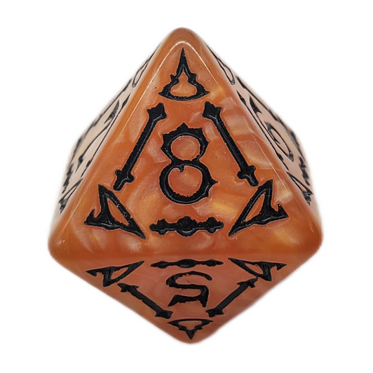Old School 7 Piece DnD RPG Dice Set: Rune Dice - All Hallows Eve - Orange w/ Black