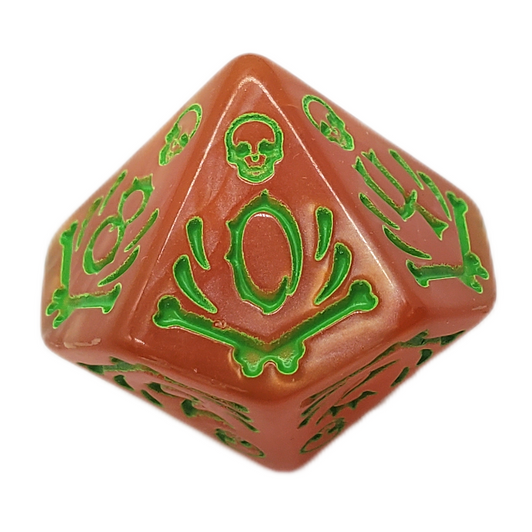 Old School 7 Piece DnD RPG Dice Set: Rune Dice - All Hallows Eve - Orange w/ Green