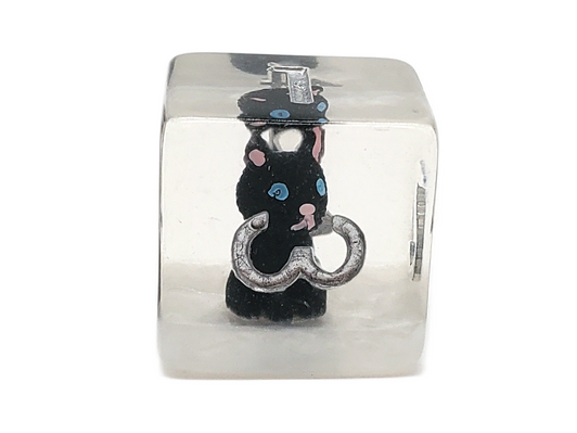 Old School 7 Piece DnD RPG Dice Set: Animal Kingdom - Cat - Black