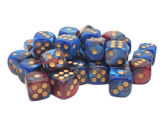 Old School 36ct 12mm D6 Dice Set: Vorpal - Red & Blue w/ Gold