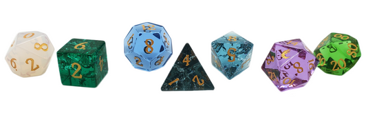 Old School Dice: Gemstone 7-Piece Set - 7 Color Glass!