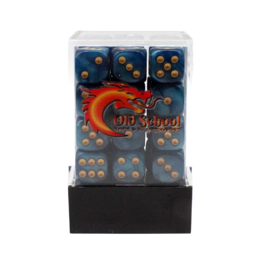 Old School Dice 36-Count 12 mm d6 Set: Pearl Drop - Ocean with Gold
