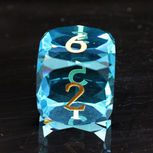 Old School Dice: Gemstone 7-Piece Set - Diamond Cut - Blue Topaz