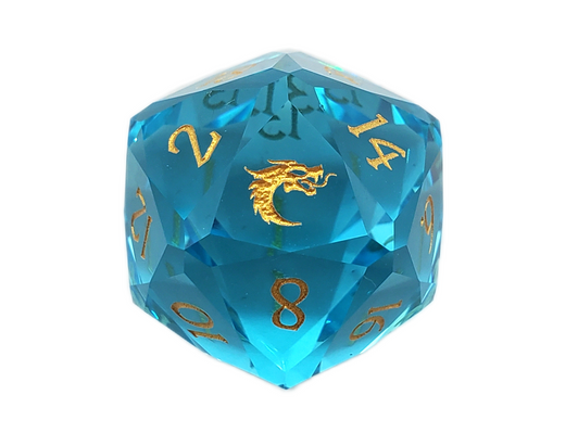 Old School Dice: Gemstone 7-Piece Set - Diamond Cut - Blue Topaz