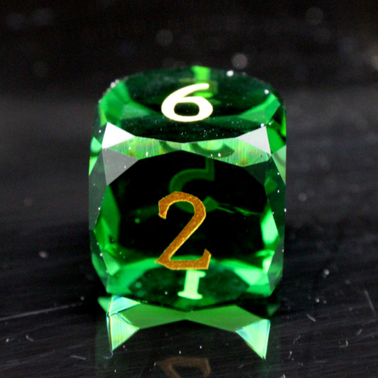 Old School Dice: Gemstone 7-Piece Set - Diamond Cut - Green Tourmaline