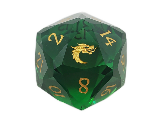 Old School Dice: Gemstone 7-Piece Set - Diamond Cut - Green Tourmaline