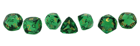 Old School Dice: Gemstone 7-Piece Set - Diamond Cut - Green Tourmaline