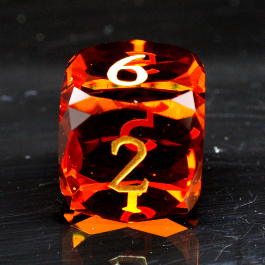 Old School Dice: Gemstone 7-Piece Set - Diamond Cut - Orange Tourmaline