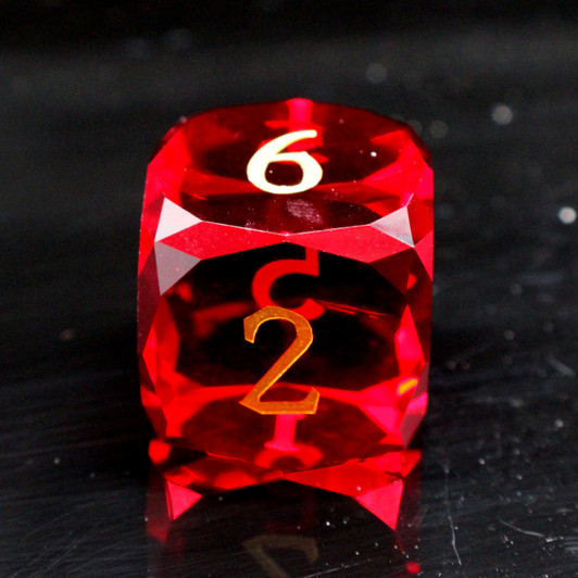 Old School Dice: Gemstone 7-Piece Set - Diamond Cut - Red Ruby