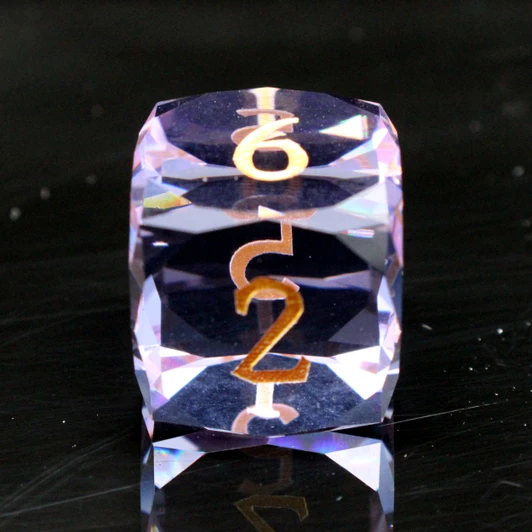 Old School Dice: Gemstone 7-Piece Set - Diamond Cut - Violet Kunzite