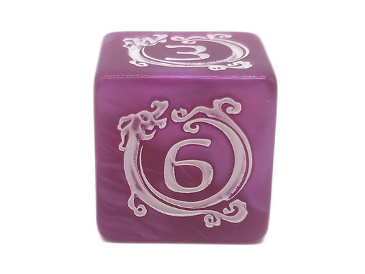 Old School 7 Piece DnD RPG Dice Set: Rune Dice - Coiled Serpent - Orchid w/ White