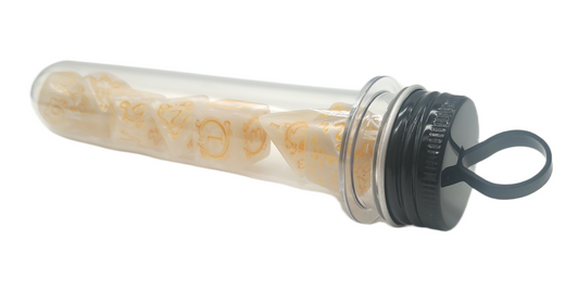 Old School 7 Piece DnD RPG Dice Set: Rune Dice - Coiled Serpent - White w/ Gold