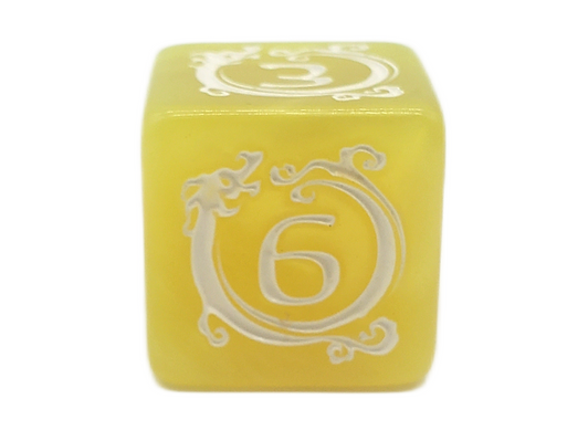 Old School 7 Piece DnD RPG Dice Set: Rune Dice - Coiled Serpent - Yellow w/ White