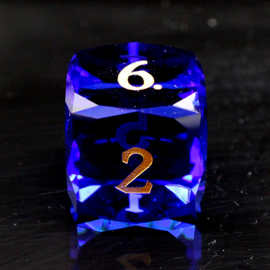 Old School Dice: Gemstone 7-Piece Set - Diamond Cut - Blue Sapphire