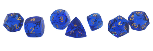 Old School Dice: Gemstone 7-Piece Set - Diamond Cut - Blue Sapphire