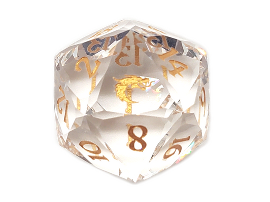 Old School Dice: Gemstone 7-Piece Set - Diamond Cut - White Topaz