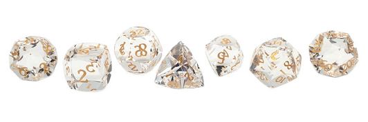 Old School Dice: Gemstone 7-Piece Set - Diamond Cut - White Topaz
