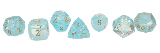 Old School Dice: Gemstone 7-Piece Set - Diamond Cut - Arctic Blue Aurora