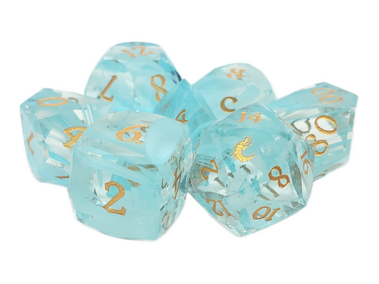 Old School Dice: Gemstone 7-Piece Set - Diamond Cut - Arctic Blue Aurora