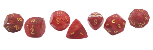 Old School Dice: Gemstone 7-Piece Set - Diamond Cut - Red Aurora