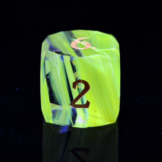 Old School Dice: Gemstone 7-Piece Set - Diamond Cut - Yellow Aurora