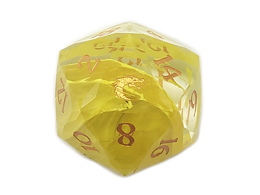 Old School Dice: Gemstone 7-Piece Set - Diamond Cut - Yellow Aurora
