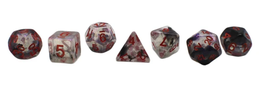 Old School 7 Piece DnD RPG Dice Set: Luminous - Radiant Stars