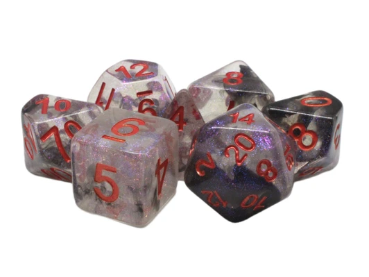 Old School 7 Piece DnD RPG Dice Set: Luminous - Radiant Stars