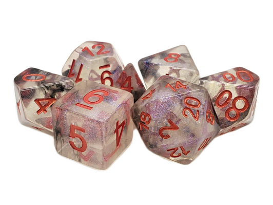 Old School 7 Piece DnD RPG Dice Set: Luminous - Radiant Stars