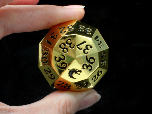 Old School Dice: Metal D40 Spindown - Gold w/ Black