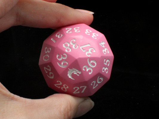 Old School Dice: Metal D40 Spindown - Pink w/ White