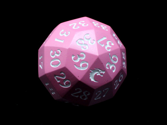 Old School Dice: Metal D40 Spindown - Pink w/ White