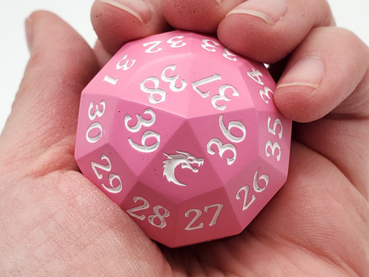 Old School Dice: Metal D40 Spindown - Pink w/ White