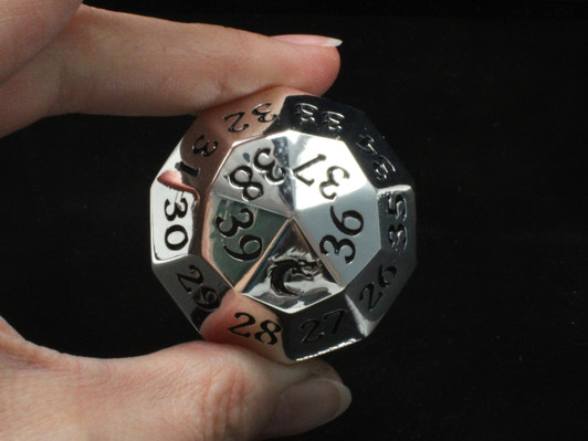 Old School Dice: Metal D40 Spindown - Silver w/ Black