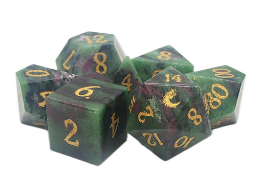 Old School Dice: Gemstone 7-Piece Set - Ruby in Ziosite
