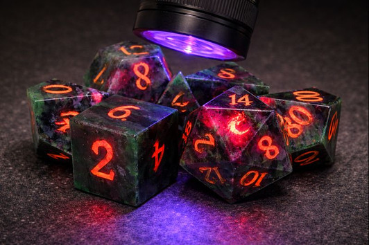 Old School Dice: Gemstone 7-Piece Set - Ruby in Ziosite