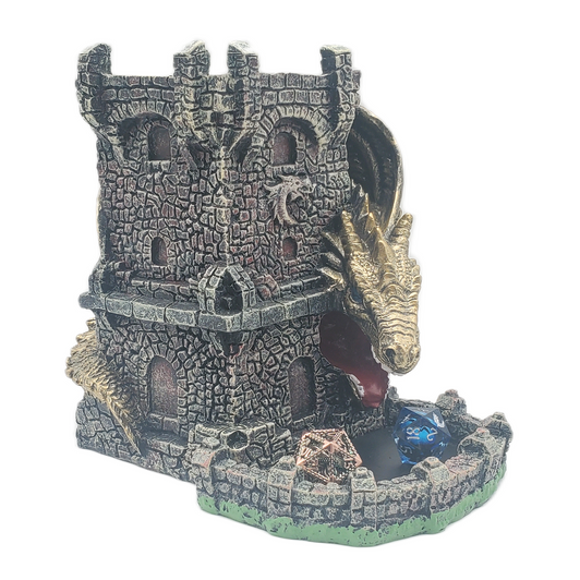 Old School Dice: Dragon's Fury Dice Tower - Gold Dragon