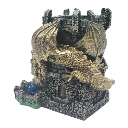 Old School Dice: Dragon's Fury Dice Tower - Gold Dragon