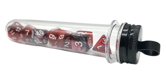 Old School 7 Piece DnD RPG Dice Set: Vorpal - Blood Red w/ Silver