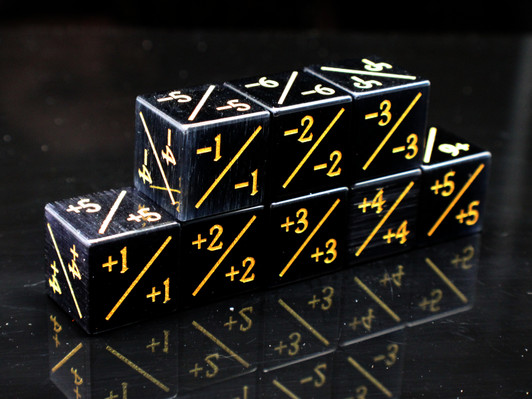 Old School Dice: Gemstone  +/- Counter Dice - Cat's Eye Black