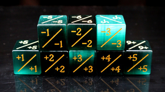 Old School Dice: Gemstone  +/- Counter Dice - Cat's Eye Green