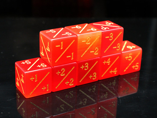 Old School Dice: Gemstone  +/- Counter Dice - Cat's Eye Red