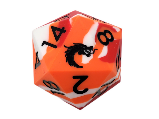 Old School Dice: Silicone 50mm D20 - Red, White & Orange