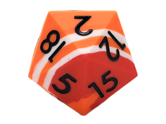 Old School Dice: Silicone 50mm D20 - Red, White & Orange