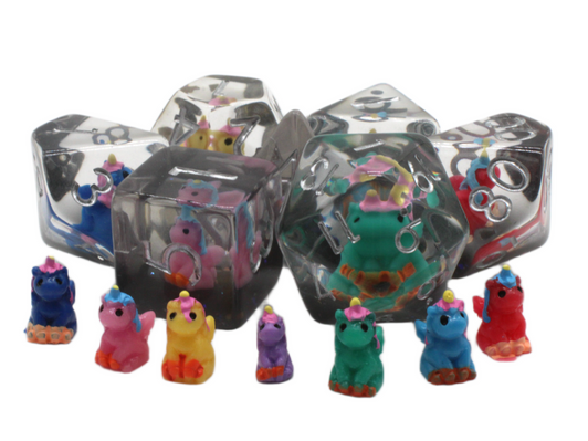 Old School 7 Piece DnD RPG Dice Set: Infused - 7 Color Unicorn