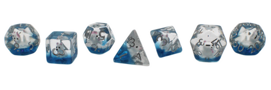 Old School 7 Piece DnD RPG Dice Set: Animal Kingdom - Dog Samoan