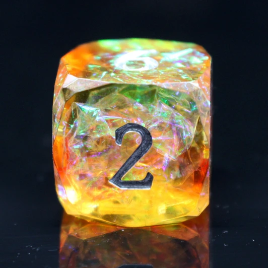 Old School Dice: Sharp Edged 7-Piece Dice Set - Diamond Cut - Marmalade Burst