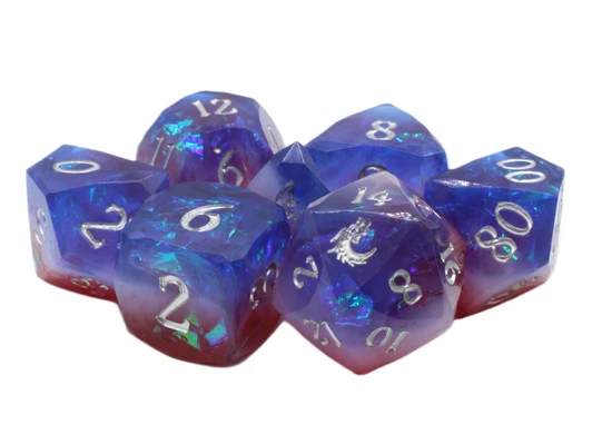 Old School Dice: Sharp Edged 7-Piece Dice Set - Diamond Cut - Star Spangled Banner